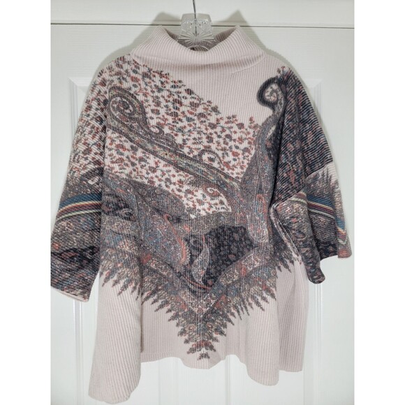 Etro Oversized Thick Ribbed Paisley Floral Turtleneck Sweater Sz 46 US Sz Large - Picture 1 of 16